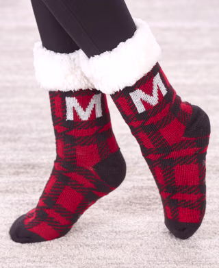 Plush-lined Monogram Slipper Socks