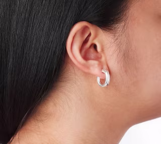 Italian Silver Twisted 3/4-Inch Round Hoop Earrings