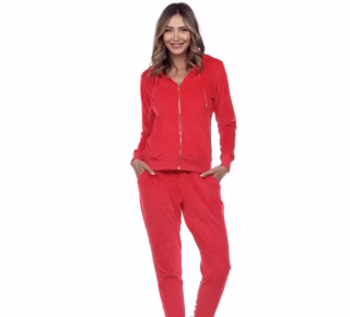 White Mark Velour Tracksuit Set