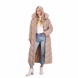 Steve Madden Women's Fleece Lined Water Resistant Maxi Coat Beige Size M