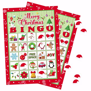 Christmas Bingo Game Xmas Holiday Winter Party Supplies Favors (for 40 Players at Most)