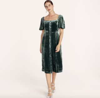 J. Crew Puff-Sleeve Velvet Dress