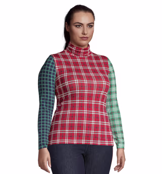Lands' End Women's Plus Size Fitted Print Turtleneck