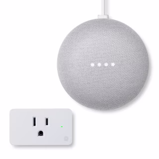 Google Nest Mini (2nd Gen) Google Assistant in Chalk + GE Smart Plug Bundle