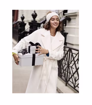 Express Belted Wrap Front Faux Wool Coat