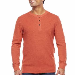 St. John's Bay Mens Henley Neck Long Sleeve Thermal Top