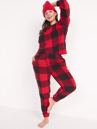 Matching Printed Microfleece Pajama Set for Women