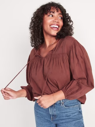 Long-Sleeve Embroidered Poet Blouse for Women