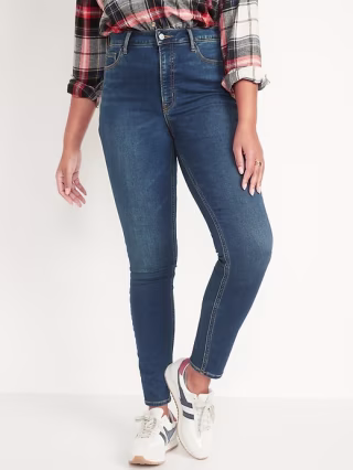 High-Waisted Built-In Warm Rockstar Super Skinny Jeans for Women