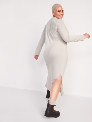 Rib-Knit Maxi Shift Dress