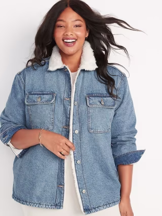 Cozy Sherpa-Lined Jean Shacket for Women