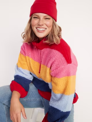 Cozy Sherpa Half-Zip Pullover Sweater for Women