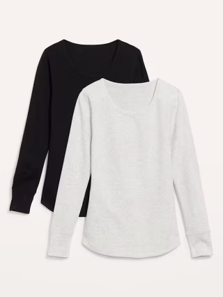 Long-Sleeve Thermal Pajama Tee 2-Pack for Women