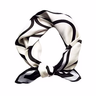 Small Square S Scarf Women Neckerchief Headscarf 21" x 21" by WINSLY (black flower)