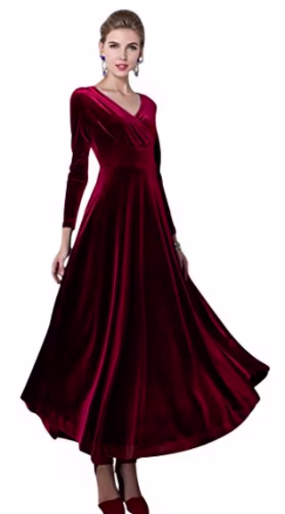 Urban CoCo V-Neck Velvet Dress