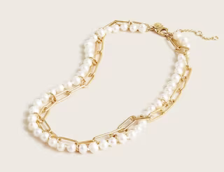 Pearl-and-Chain Short Necklace