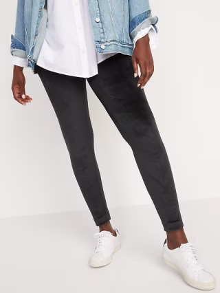 High-Waisted Velour Ankle Leggings For Women