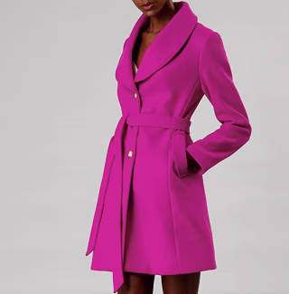 Allegra K Shawl Collar Single Breasted Winter Long Belted Coat