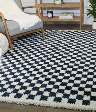 Checkered Shag Area Rug
