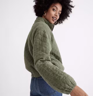 Madewell Diamond Jacquard Half-Zip Pullover Top