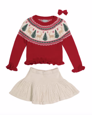 Two-Piece Holiday Sweater Skirt Set
