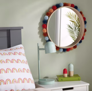 Round Colorful Pom-Pom Mirror