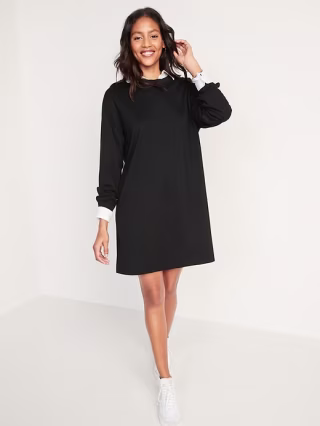 Loose Vintage Long-Sleeve T-Shirt Dress for Women