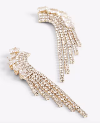 Express Curved Rhinestone Drop Earrings