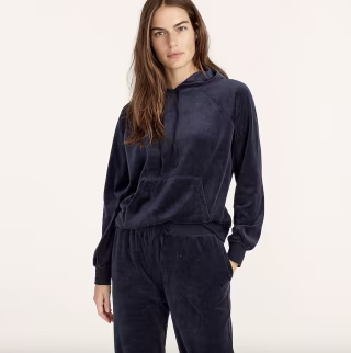 Relaxed velour hoodie