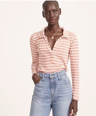 J.Crew Ribbed Polo T-Shirt in Stripe