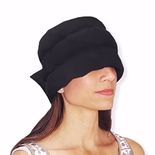 HEADACHE HAT The Original - Wearable Flexible Three Row Ice Pack for Migraines & Tension Headaches Eye Mask Long Lasting Cooling No Mess Ice Therapy Stress Relief Tension Relief Standard Size (Black)
