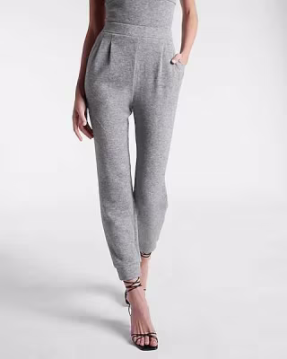 High Waisted Luxe Texture Pleated Joggers
