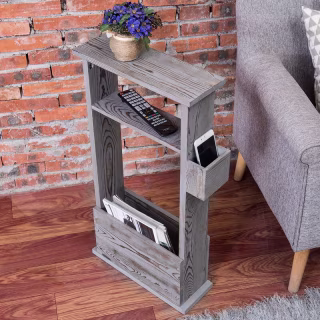 Shalton 31'' Tall Solid Wood Floor Shelf End Table