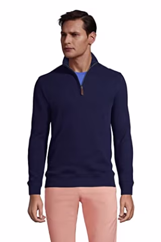 Lands' End Men's Bedford Rib Quarter Zip Sweater