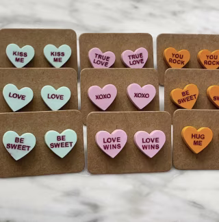 Conversation Heart Acrylic Stud Earrings