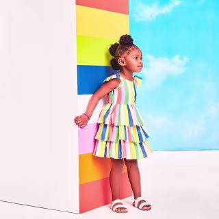 Kaavia James Rainbow Striped Dress