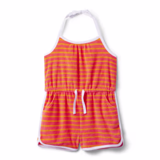 Kaavia James Striped Halter Terry Romper