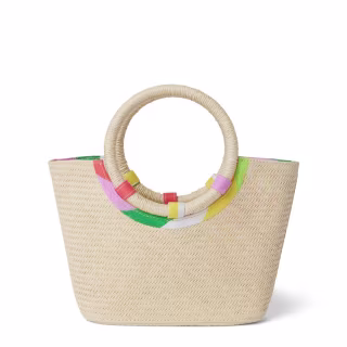 Kaavia James Rainbow Trim Straw Tote