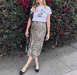 Keasmto Leopard Midi Skirt