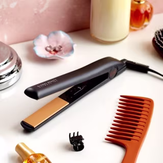 CHI Original Ceramic Hair Straightening Flat Iron | 1" Plates | Black | Professional Salon Model Hair Straightener | Includes Heat Protection Pad
