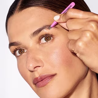 Tweezerman Stainless Steel Mini Slant Tweezer, Neon Pink, 1 Count