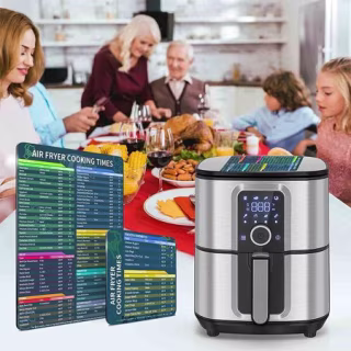 Air Fryer Magnetic Cheat Sheet Set, Air Fryer Accessories Cook Times, Airfryer Accessory Magnet Sheet Quick Reference Guide for Cooking and Frying (Black)