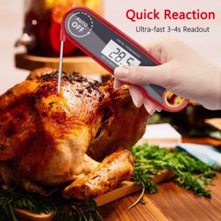 Meidong Digital Instant Read Meat Thermometer with Long Probe -Kitchen Cooking Thermometer for Food Cooking Grilling BBQ Smoker Grill Kitchen Oil Candy Thermometer with Whisk (Battery Not Included)