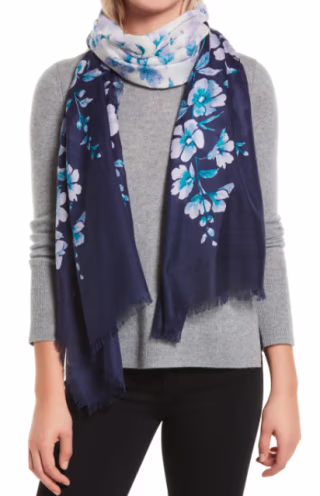 Eyelash Trim Print Cashmere & Silk Wrap