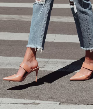 Faire Tan Pointed-Toe Mules