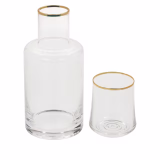 August & Leo Gold-Tipped Carafe with Drinking Glass