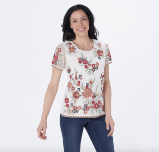 Mesh Embroidered Top