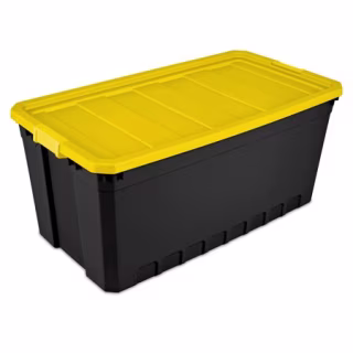 Sterilite Plastic 50 Gallon Stacker Tote, Yellow Lily