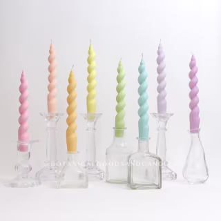 Spiral Taper Candle Style #1, Bundle Deal, Twisted Taper Candle, Pastel Soy Wax Candles, Unscented, Vegan