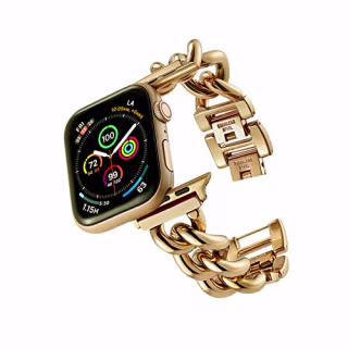 ALAMHI Compatible Apple Watch Band Gold 42mm 44mm 45mm, Cowboy Chain Style Apple Watch Band, Stainless Steel Metal Wristband Women Men Replacement for iWatch SE Series 7/6/5/4/3/2/1